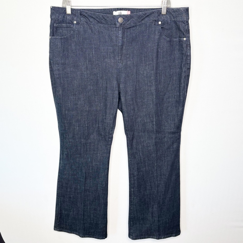Cabi Dark Wash Trouser Jeans High Rise Wide Leg Denim Womens Size 20 NWT